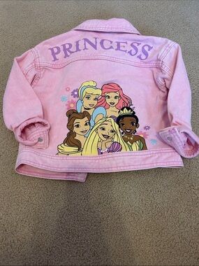 Disney Pink Princess Graphic Denim Jacket for Kids